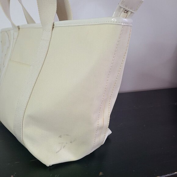 Tory Burch Beach Coated Canvas Tote Off White Large - Picture 8 of 12